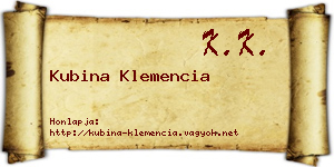 Kubina Klemencia névjegykártya